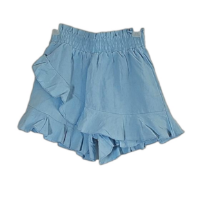 Liyo Hon Pastel Blue Ruffle Cotton Blend Shorts Skorts Elastic Waist Size S